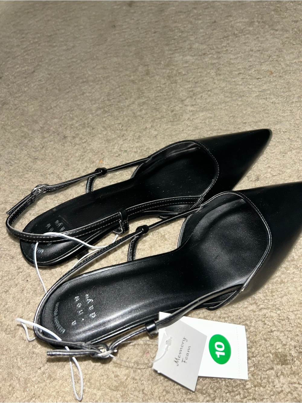 Black Pointed Toe Slingback Kitten Heels- A New Day